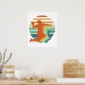 レトロハンドボールスポーツ – ハンドボール選手ゴールキーパー ポスター (キッチン)