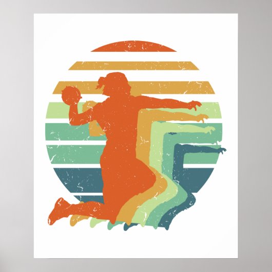 レトロハンドボールスポーツ – ハンドボール選手ゴールキーパー ポスター (正面)