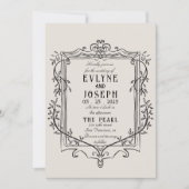 レトロハンドメビクトリアンッドバロックオーナメント結婚ズ 招待状 (正面)