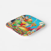 レトロハンバーガー漫画イラストレーション ペーパープレート (傾斜あり)