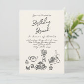 レトロハン書ド写真描誕生日ブランチ 招待状 (スタンド正面)