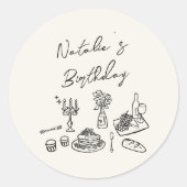 レトロハン書ド描食器誕生日ディナー ラウンドシール (正面)