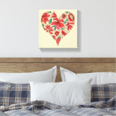 レトロハートの花の愛のシンボル キャンバスプリント (インサイチュ (寝室))
