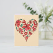 レトロハートの花の愛のシンボル ポストカード (スタンド正面)