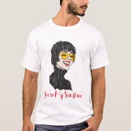 レトロハートサングラス笑顔の女性 Tシャツ