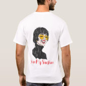 レトロハートサングラス笑顔の女性 Tシャツ (裏面)