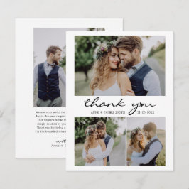 レトロハートスクリプト4 Photo Collage 結婚's サンキューカード