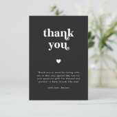 レトロハートブラック&ホワイトベビーシャワー サンキューカード (スタンド正面)