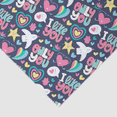 レトロハートロマンスラブパターンバレンタインデー 薄葉紙 (詳細)