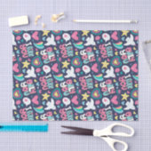 レトロハートロマンスラブパターンバレンタインデー 薄葉紙 (クラフト)