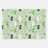 レトロハート猫と水玉模様 ラッピングペーパーシート (正面3)