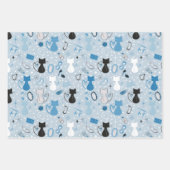 レトロハート猫と水玉模様 ラッピングペーパーシート (正面2)