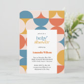 レトロハーフサークルホタテ半世紀半ば赤ちゃんシャワー 招待状 (スタンド正面)