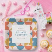 レトロハーフサークルホタテ結婚ロ ペーパープレート (パーティー)