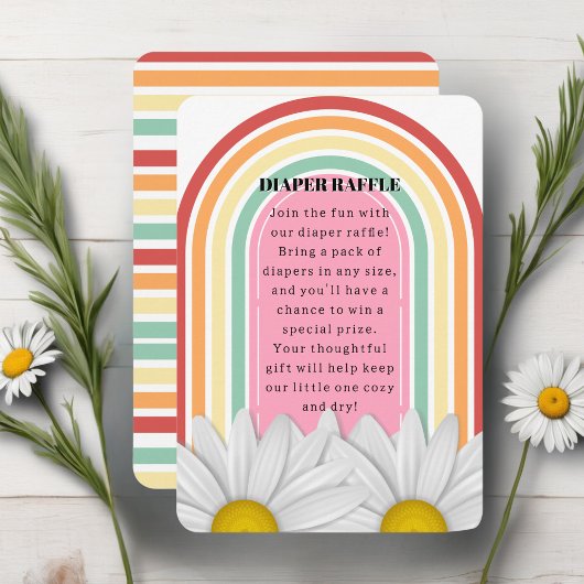レトロハーフデイジーベビーシャワー エンクロージャーカード