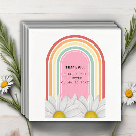 レトロハーフデイジーベビーシャワー スタンダードカクテルナプキン