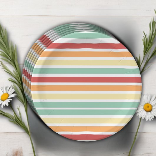 レトロハーフデイジーベビーシャワー ペーパープレート