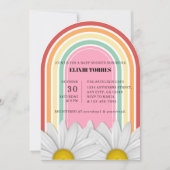 レトロハーフデイジーベビーシャワー 招待状 (正面)