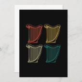 レトロハープ楽器ギフトミュージックハープ 招待状 (正面/裏面)