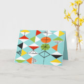 レトロハーレクインパターングリーティングカード カード (黄色い花)