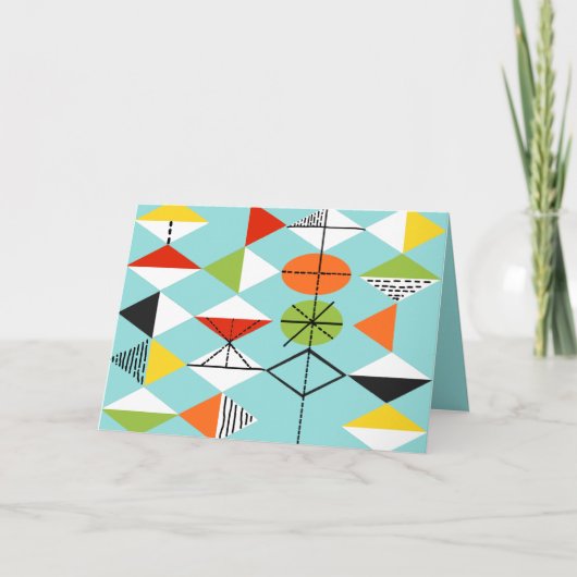 レトロハーレクインパターングリーティングカード カード (正面)