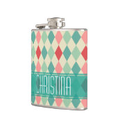 レトロハーレクイン幾何学的パタパーソナライズされたーン フラスク (左)