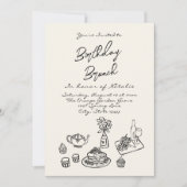 レトロハ書ンドブ描ルン予測できなチ誕生日 招待状 (正面)