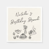 レトロハ書ンド描おもしろい誕生日ブランチ スタンダードカクテルナプキン (正面)