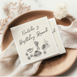 レトロハ書ンド描おもしろい誕生日ブランチ スタンダードカクテルナプキン