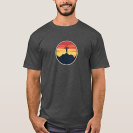 レトロバイクと夕日 Tシャツ