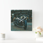 レトロバイクのバイク乗りの贈り物 スクエア壁時計 (ホーム)