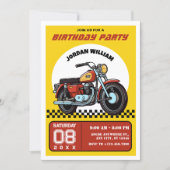 レトロバイクの誕生日招待状 招待状 (正面)
