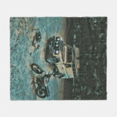 レトロバイクの贈り物 フリースブランケット (正面(横))