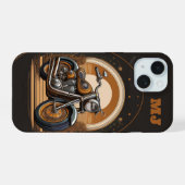 レトロバイクの雰囲気:カスタマイズ可能な iPhone 15ケース (裏面横)