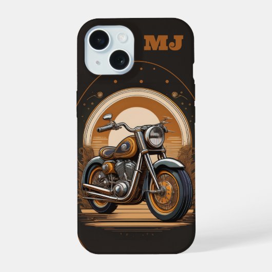 レトロバイクの雰囲気:カスタマイズ可能な iPhone 15ケース (裏面)