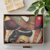 レトロバイクもしくは自転車に乗る人のピンアップ 薄葉紙 (ギフト)