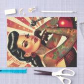 レトロバイクもしくは自転車に乗る人のピンアップ 薄葉紙 (クラフト)