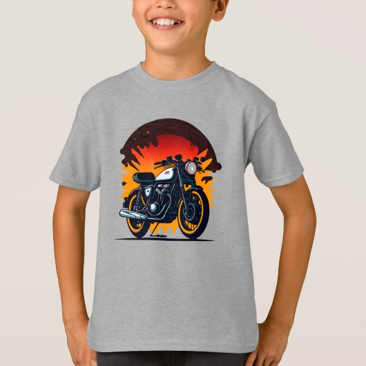 レトロバイクもしくは自転車に乗る人キッズ Tシャツ (正面)
