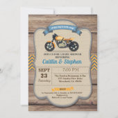 レトロバイクベビーシャワー招待イエローバイク 招待状 (正面)