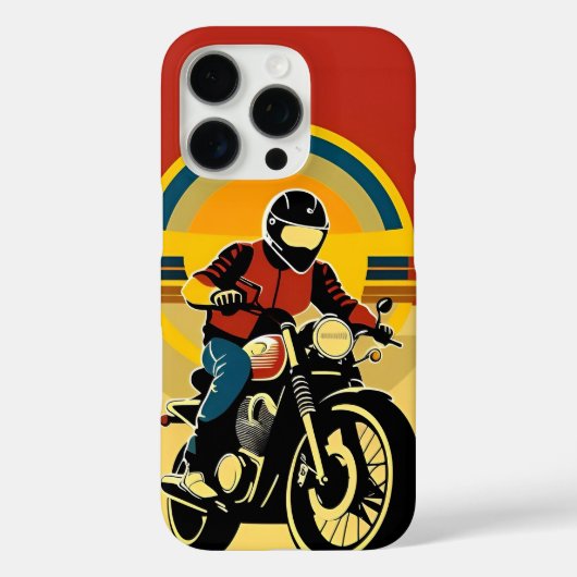 🏍️ レトロバイクライダーのシルエット 🌅 Case-Mate iPhoneケース (裏面)