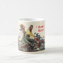 レトロバイク乗りヴィンテージスタイル パーソナライズされた コーヒーマグカップ
