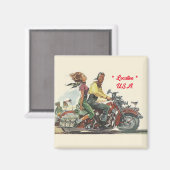 レトロバイク乗りヴィンテージスタイル パーソナライズされた マグネット (正面/裏面)