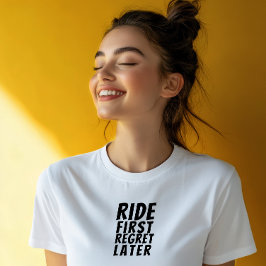 レトロバイク 女子 アイアニー ブラック トライブレンドTシャツ