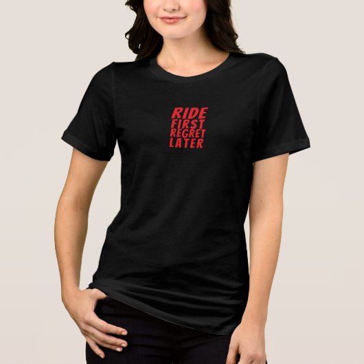 レトロバイク 女子 アイアニー 赤黒 トライブレンドＴシャツ (正面)