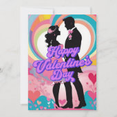 レトロバイブカップルハッピーバレンタインデーカード シーズンカード (正面)