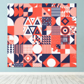 レトロバウハウスデザイン、カラフル幾何学的。 キャンバスプリント (インサイチュ (ウッドフロア))