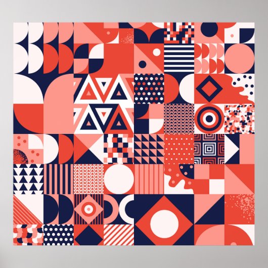 レトロバウハウスデザイン、カラフル幾何学的。 ポスター (正面)