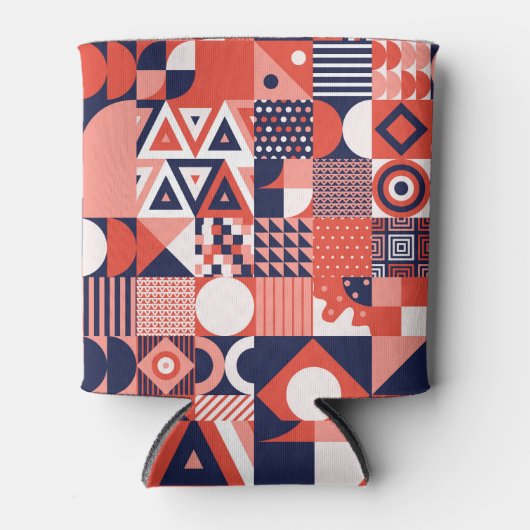 レトロバウハウスデザイン、カラフル幾何学的。 缶クーラー (正面)