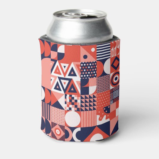 レトロバウハウスデザイン、カラフル幾何学的。 缶クーラー (缶裏面)