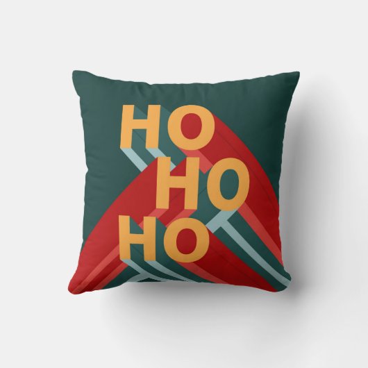 レトロバウハウスホーホーホクリスマスクリスマスフェスティバルホリディーズ クッション (裏面)